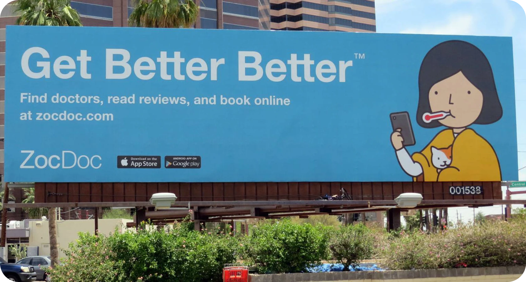 Billboard promoting ZocDoc healthcare services