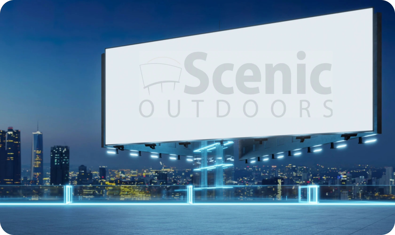 Blank billboard overlooking urban landscape