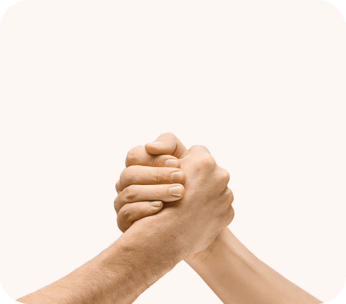 Hands locked in a handshake