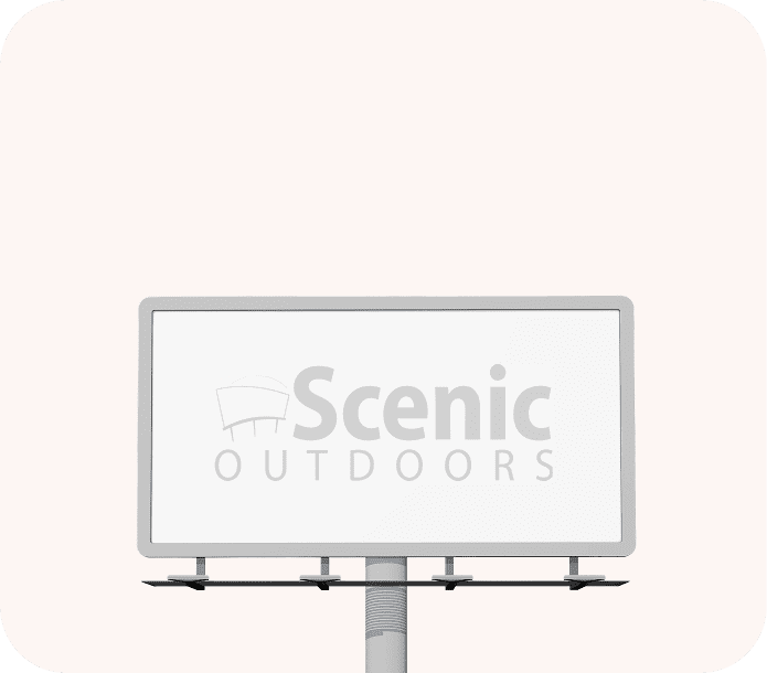 Minimalist billboard design on pale background